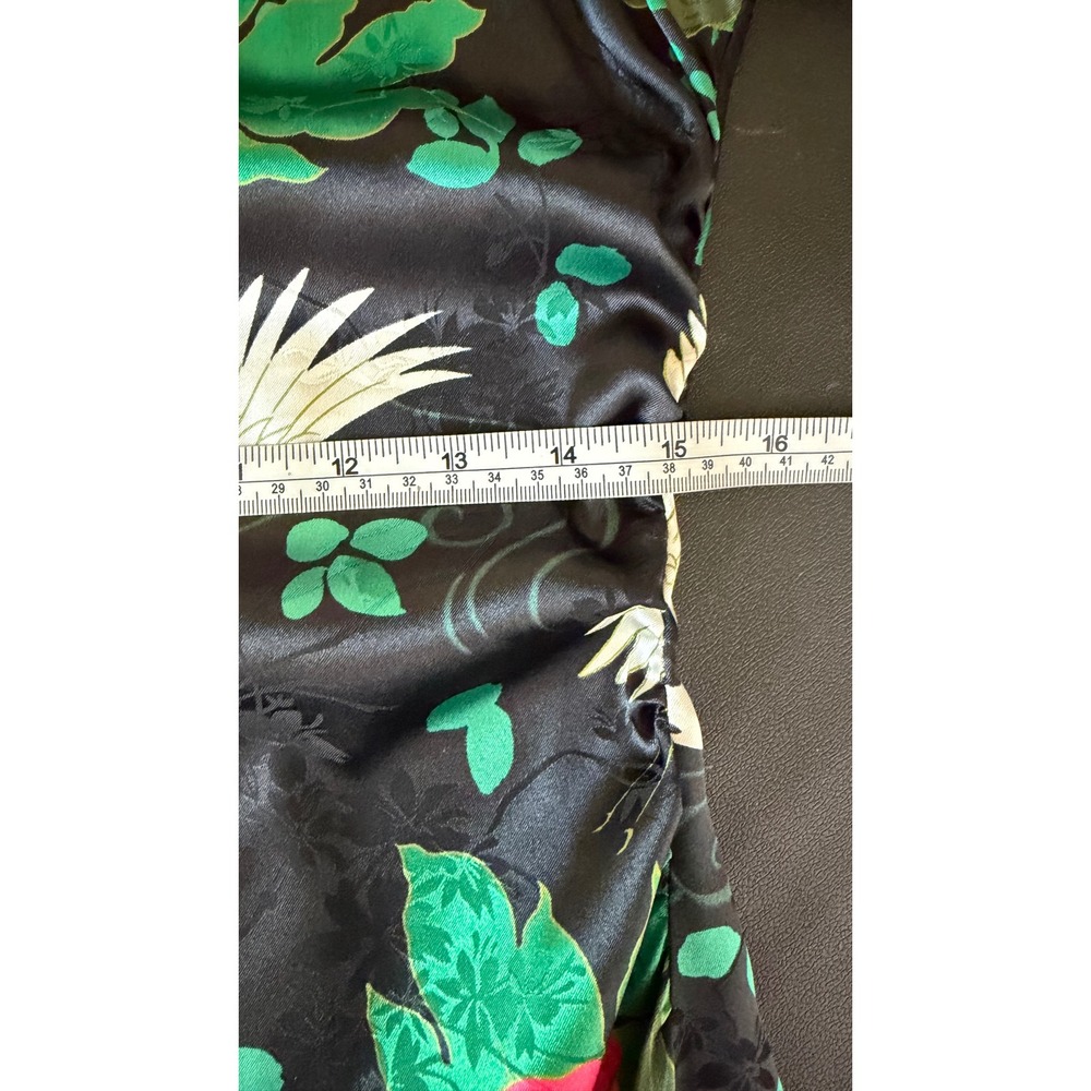 Zara Oriental Crane Floral Satin Mini Dress Large Cheongsam Qipao Mandarin - Picture 13 of 16
